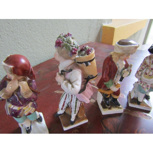 366 - Six Meissen Porcelain Figures Each Approximately 4 Inches High