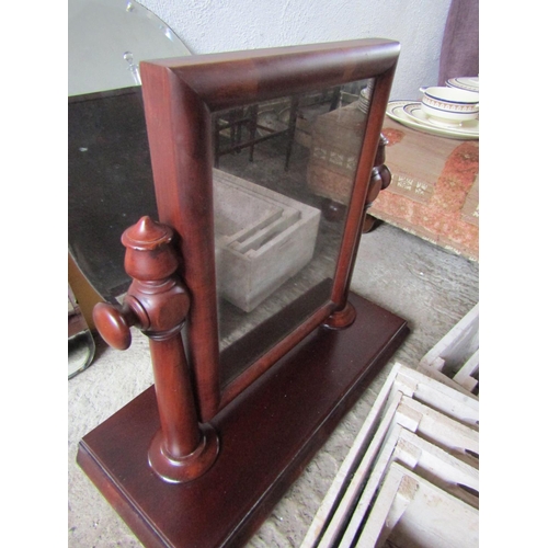 37 - William IV Dressing Table Top Mirror Mahogany Well Carved Side Supports Approximately 26 Inches Wide... 