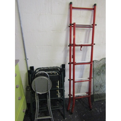 40 - Metal Folding Ladder, Folding Chair Metal Framed and Two Quality Garden Folding Chairs Four Pieces i... 