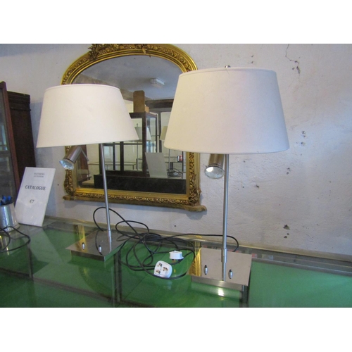 Pair of Chrome Plated Table Lamps Electrified Working Order