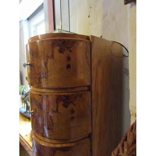 47 - Burr Walnut Six Drawer Tall Chest Demilune Form Approximately 6ft High x 14 Inches Wide
