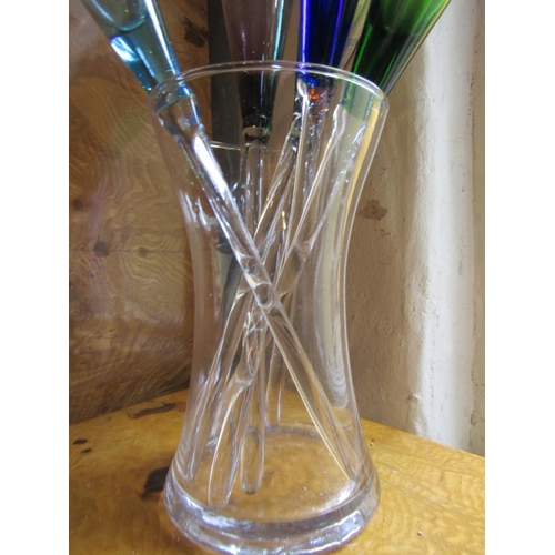 48 - French Crystal Champagne Flutes with Resting Crystal Vase Each Flute Approximately 14 Inches High Fi... 