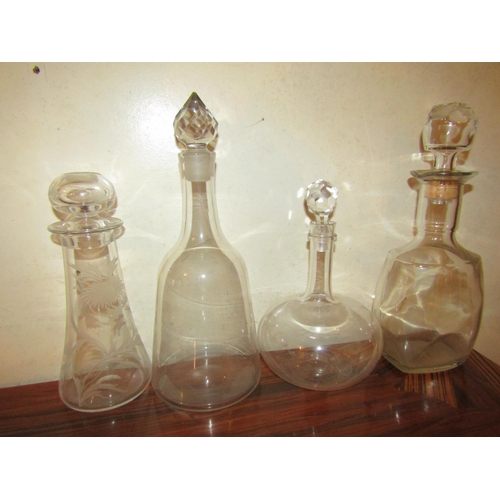 Four Antique Crystal Decanters with Stoppers Tallest Approximately 13 Inches High