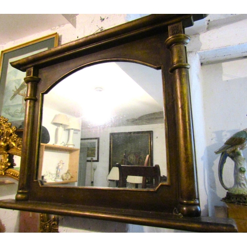 51 - Gilded Rectangular Form Oval Mantle Mirror Approximately 42 Inches Wide