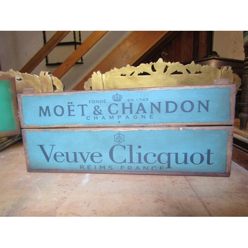 52 - Champagne Motif Decorated Timber Box Good Construction Approximately 22 Inches Wide