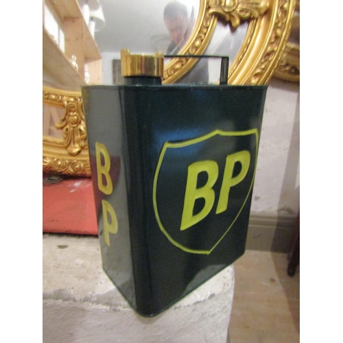 55 - Enamel Jerry Can BP Motif with Cast Brass Screw Top Approximately 16 Inches High
