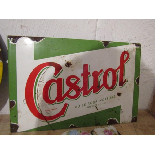 56 - Castrol Enamel Garage Sign Approximately 12 Inches Wide
