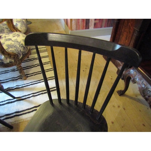 59 - Set of Four Shaker Form Rail Back Kitchen Chairs Good Construction