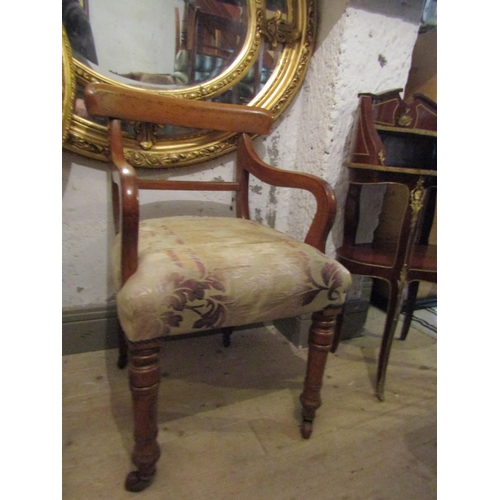 60 - William IV Library Armchair Upholstered Seat Turned Supports Generous Form