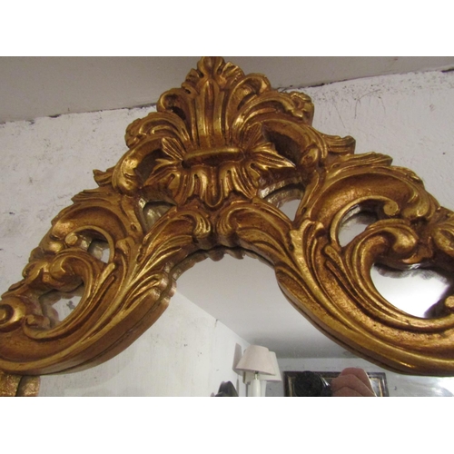 64 - Carved Giltwood Cartouche Form Wall Mirror Approximately 2ft 6 Inches Wide x 3ft High