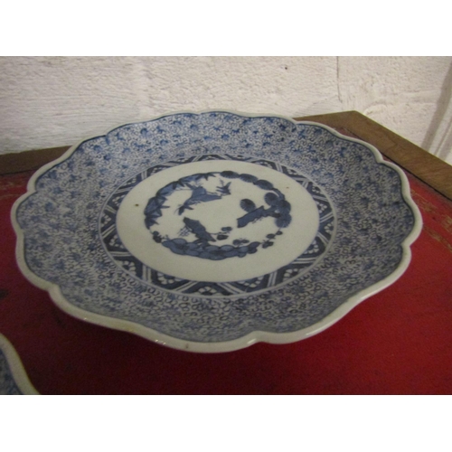 68 - Pair of Oriental Blue and White Chargers Each Approximately 8 Inches Diameter Signed to base�100