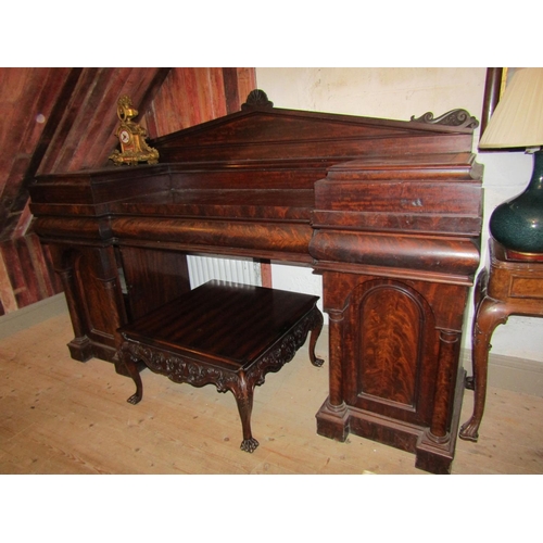 73 - Imposing William IV Figured Mahogany Twin Pedestal Side Board 7ft Wide Approximately Attractively De... 