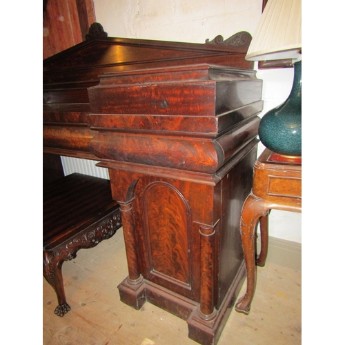 73 - Imposing William IV Figured Mahogany Twin Pedestal Side Board 7ft Wide Approximately Attractively De... 