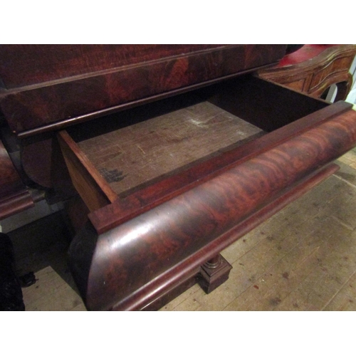 73 - Imposing William IV Figured Mahogany Twin Pedestal Side Board 7ft Wide Approximately Attractively De... 