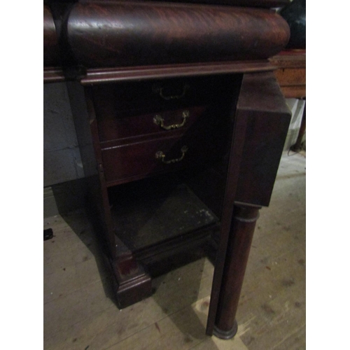 73 - Imposing William IV Figured Mahogany Twin Pedestal Side Board 7ft Wide Approximately Attractively De... 