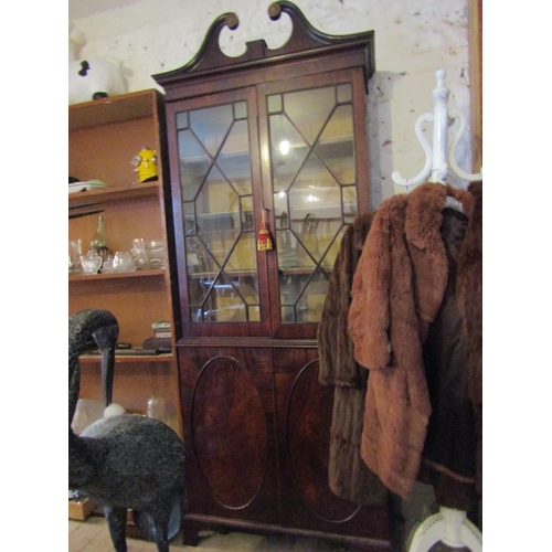 74 - Regency Figured Mahogany Two Door Glazed Cabinet Fitted Drawers to Base Attractively Detailed Key Pr... 