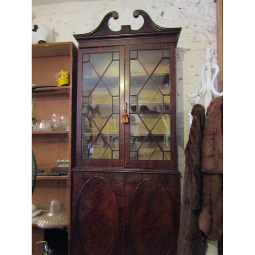 74 - Regency Figured Mahogany Two Door Glazed Cabinet Fitted Drawers to Base Attractively Detailed Key Pr... 