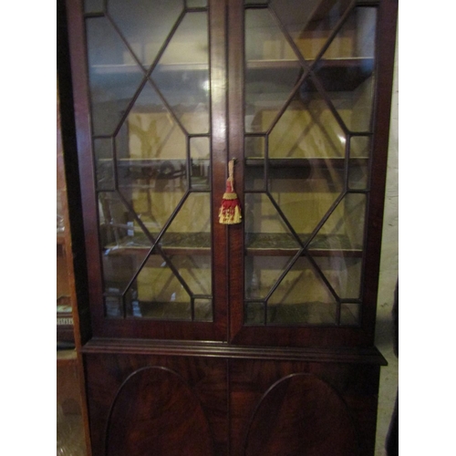 74 - Regency Figured Mahogany Two Door Glazed Cabinet Fitted Drawers to Base Attractively Detailed Key Pr... 