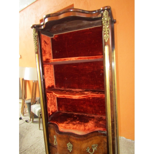 77 - Victorian Kingswood Cabinet Burgundy Velvet Lined Interior Three Drawers to Base Ormolu Mounted Appr... 