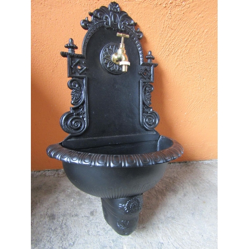 78 - Cast Iron Wall Fountain with Brass Tap Approximately 24 Inches High