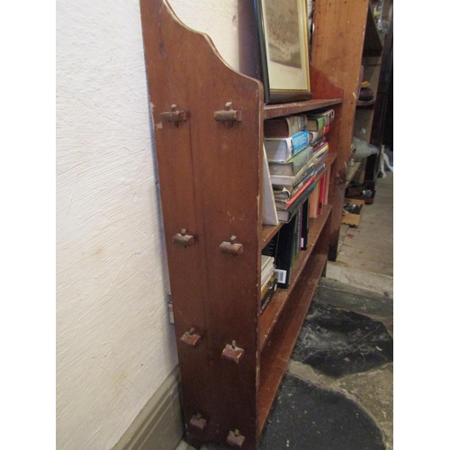 89 - Antique Dowel Construction Four Shelf Open Frame Floor Bookcase Approximately 3ft 6 Inches Wide