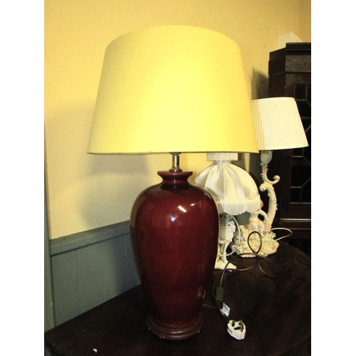 91 - Designer Fired Earthenware Table Lamp Approximately 32 Inches High Electrified Working Order