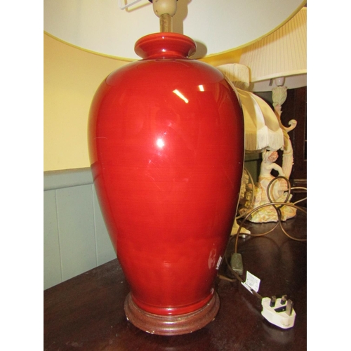 91 - Designer Fired Earthenware Table Lamp Approximately 32 Inches High Electrified Working Order