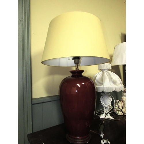 91 - Designer Fired Earthenware Table Lamp Approximately 32 Inches High Electrified Working Order