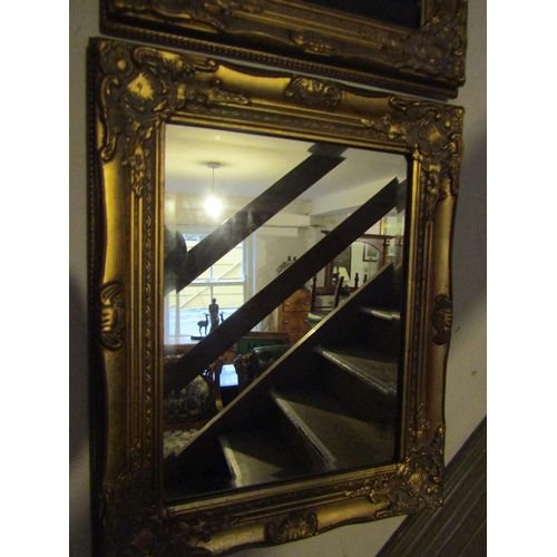 94 - Pair of Rectangular Form Swept Corner Decorated Wall Mirrors Each Approximately 20 Inches High x 16 ... 