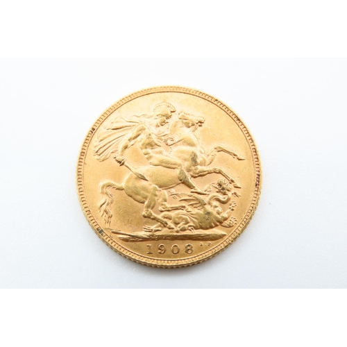 125 - Full Gold Sovereign Dated 1908