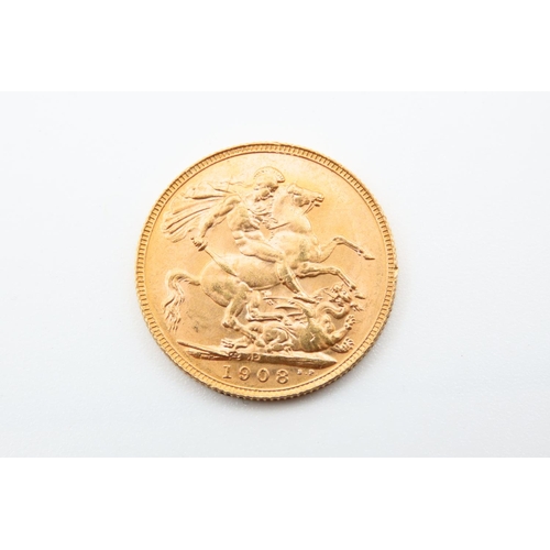 145 - Full Gold Sovereign Dated 1908