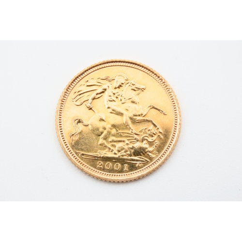 Half Gold Sovereign Dated 2001