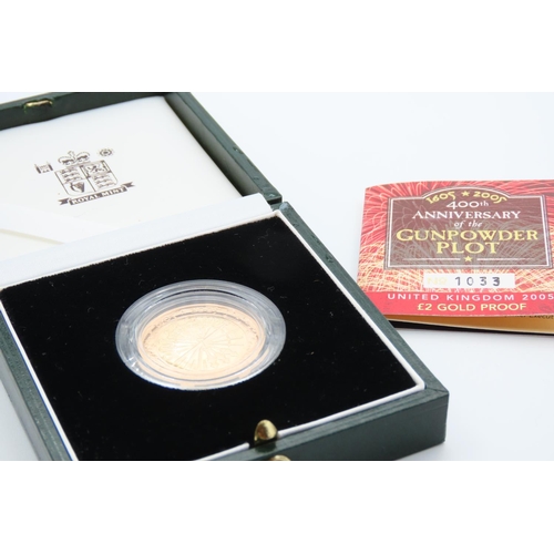 310 - Gold Proof Two Pounds 400th Anniversary Coin No. 1033 Gunpowder Plot Dated 2005 in Original Presenta... 