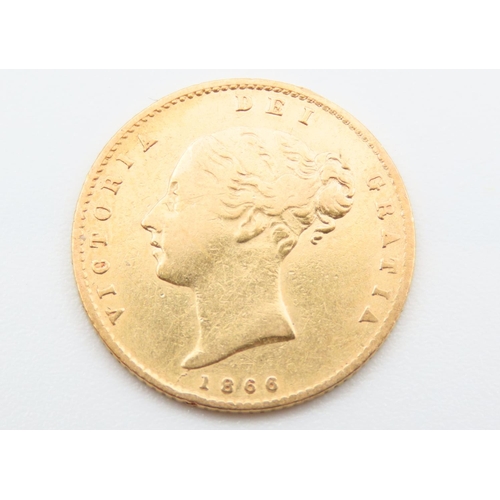 313 - Shield Back Half Sovereign Dated 1866