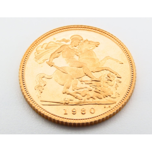 334 - Proof Half Sovereign Dated 1980 Contained within Presentation Box