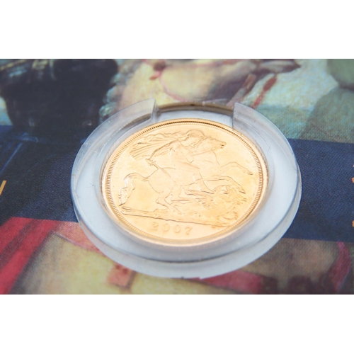 354 - Commemorative Half Sovereign Dated 2007 Contained within Original Sleeve