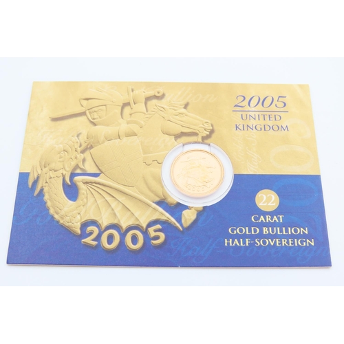 355 - Commemorative Half Sovereign Dated 2005 Contained within Original Sleeve