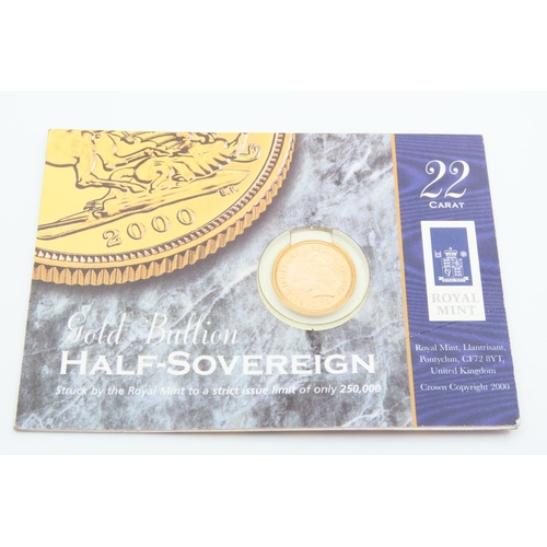 356 - Commemorative Half Sovereign Dated 2000 Contained within Original Sleeve