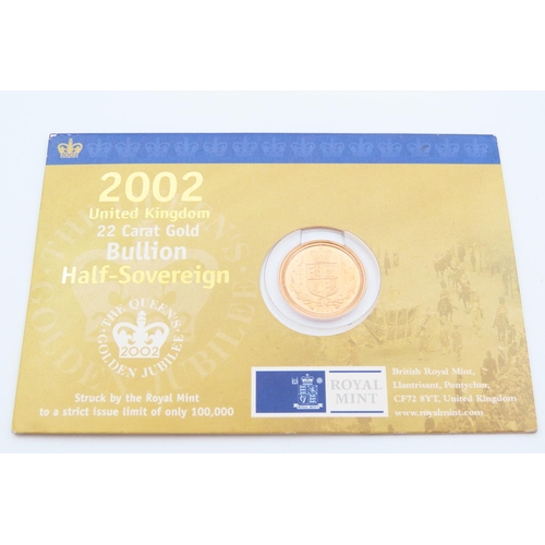 357 - Commemorative Half Sovereign Dated 2002 Contained within Original Sleeve