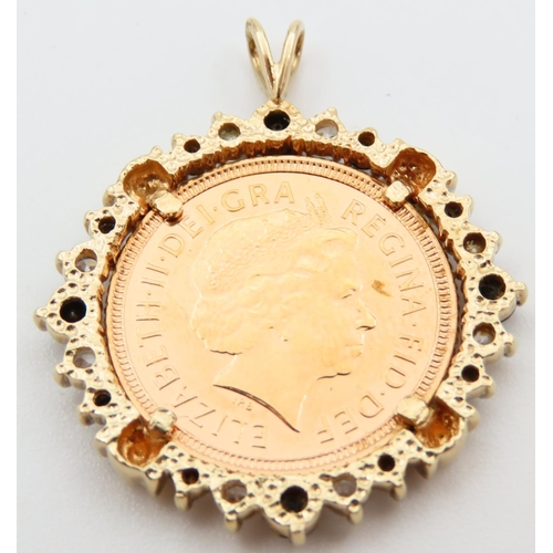 367 - Half Sovereign Dated 2000 Contained within 9 Carat Gold Mounted Pendant Fitting with further Paste D... 