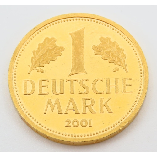 369 - German One Deutsche Mark Gold Coin Dated 2001 .999 Purity Weight 12 Grams