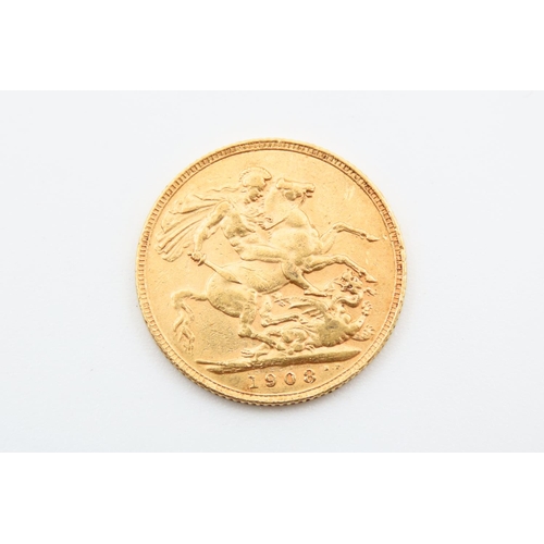 39 - Full Gold Sovereign Dated 1908