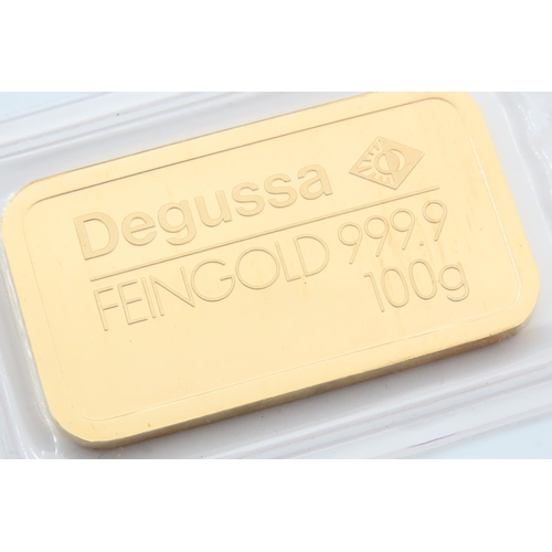 82 - 100 gram Fine Gold Bar 999.9 Purity Minted by Degussa Original Packaging