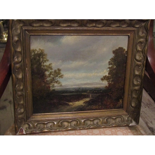 1028 - Victorian School Landscape Oil on Canvas Contained within Gilded Frame Approximately 12 Inches Wide ... 