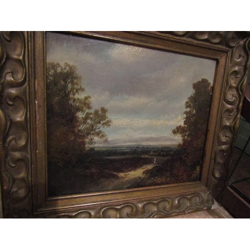 1028 - Victorian School Landscape Oil on Canvas Contained within Gilded Frame Approximately 12 Inches Wide ... 