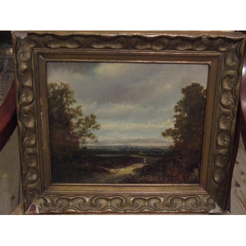 1028 - Victorian School Landscape Oil on Canvas Contained within Gilded Frame Approximately 12 Inches Wide ... 