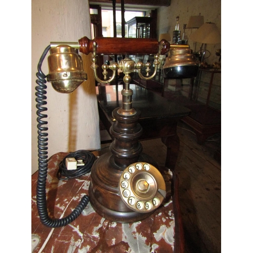 1030 - Old Upright Brass Mounted and Bakelite Telephone