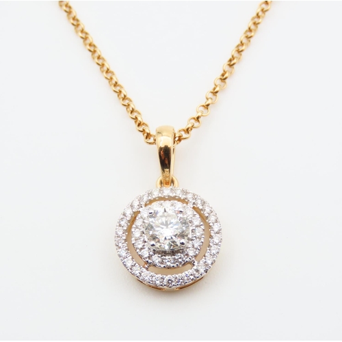 104 - Diamond Solitaire Pendant with Further Diamond Halo Set Decoration Mounted on 18 Carat Yellow Gold C... 