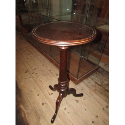 1043 - Mahogany Circular Top Stand Tripod Base Approximately 10 Inches Diameter x 36 Inches High