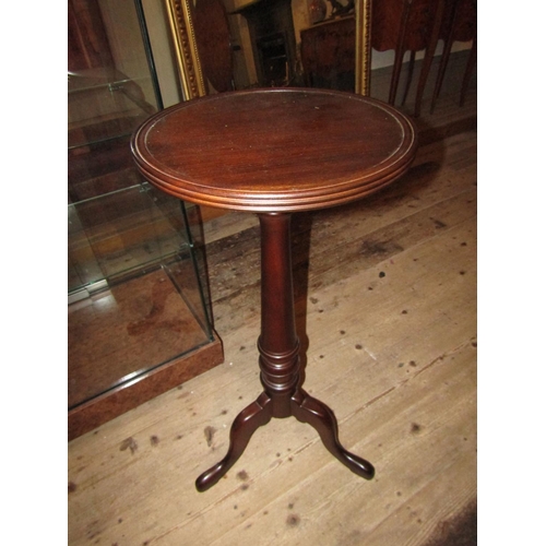 1043 - Mahogany Circular Top Stand Tripod Base Approximately 10 Inches Diameter x 36 Inches High